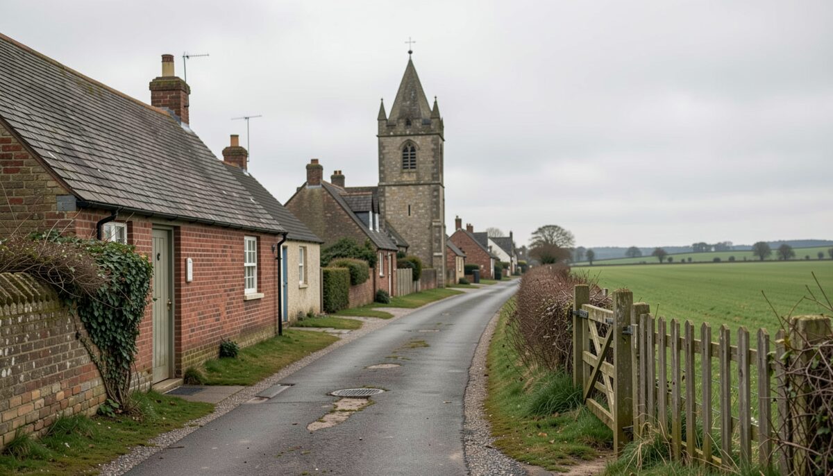 A village edge where written records outlast the events they describe. Illustrative image, generated with AI.